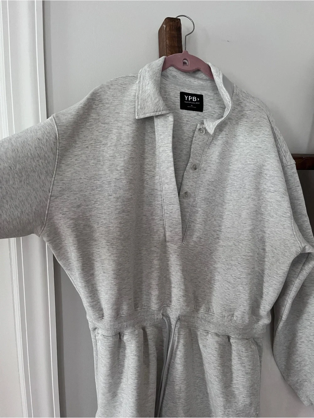 Abercrombie YPB Heather Gray Sweat Jumpsuit Women's XL Lounge One Piece